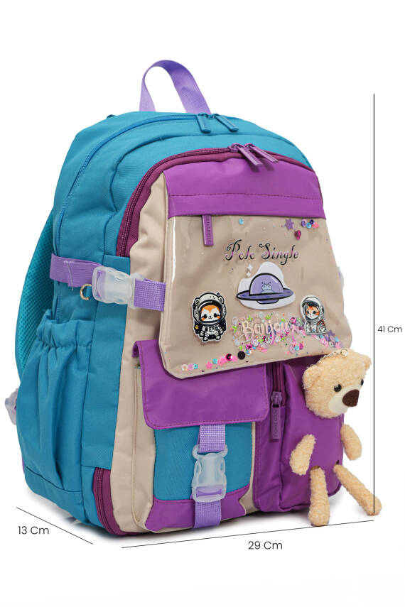 Ayıcık Detaylı Unisex Çocuk İlkokul Çanta Seti - 11