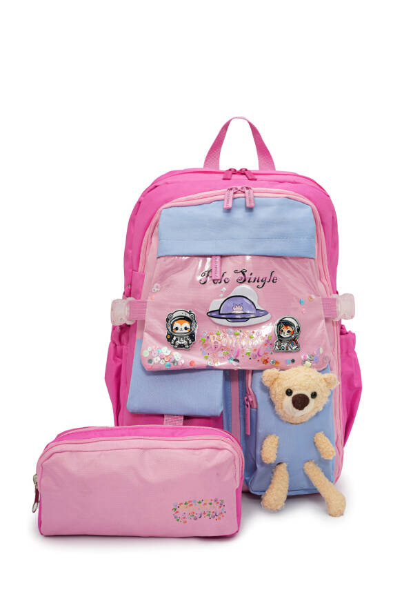 Ayıcık Detaylı Unisex Çocuk İlkokul Çanta Seti - 1