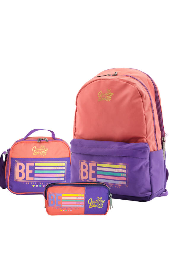 Cambridge Polo Club Be Happy Çift Ana Bölmeli Unisex Çocuk İlkokul Çanta Set - 1
