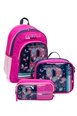 Cambridge Polo Club Düşler Bahçesi 3'lü Kız Çocuk İlkokul Çanta Seti - Cambridge Polo Club