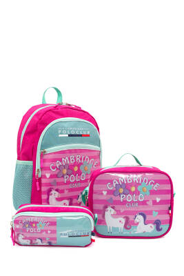 Cambridge Polo Club Minimal Unicorn Temalı 3'lü Kız Çocuk İlkokul Çanta Seti - Cambridge Polo Club