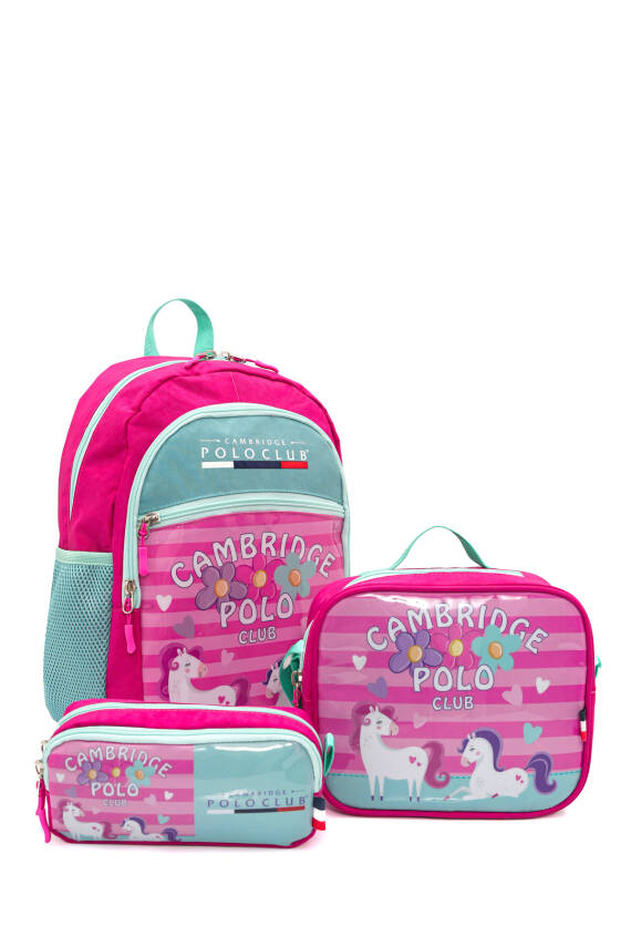 Cambridge Polo Club Minimal Unicorn Temalı 3'lü Kız Çocuk İlkokul Çanta Seti - 4