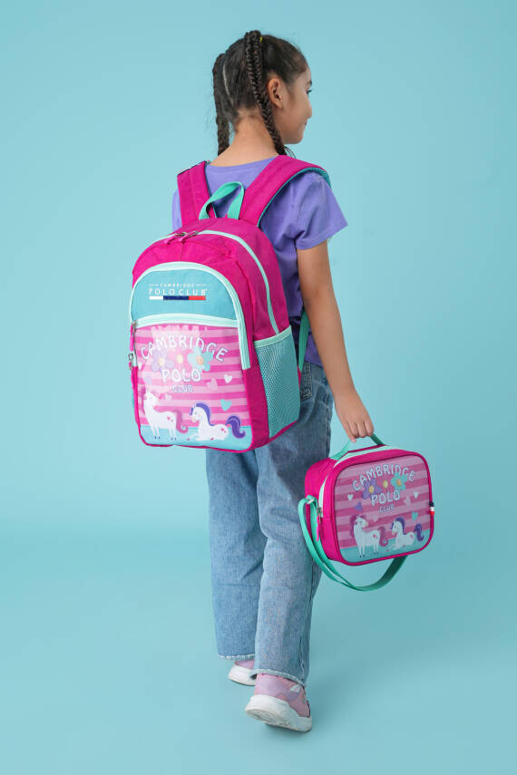 Cambridge Polo Club Minimal Unicorn Temalı 3'lü Kız Çocuk İlkokul Çanta Seti - 3