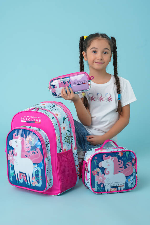 Cambridge Polo Club Unicor Desenli 3'lü Kız Çocuk İlkokul Çanta Seti - 1