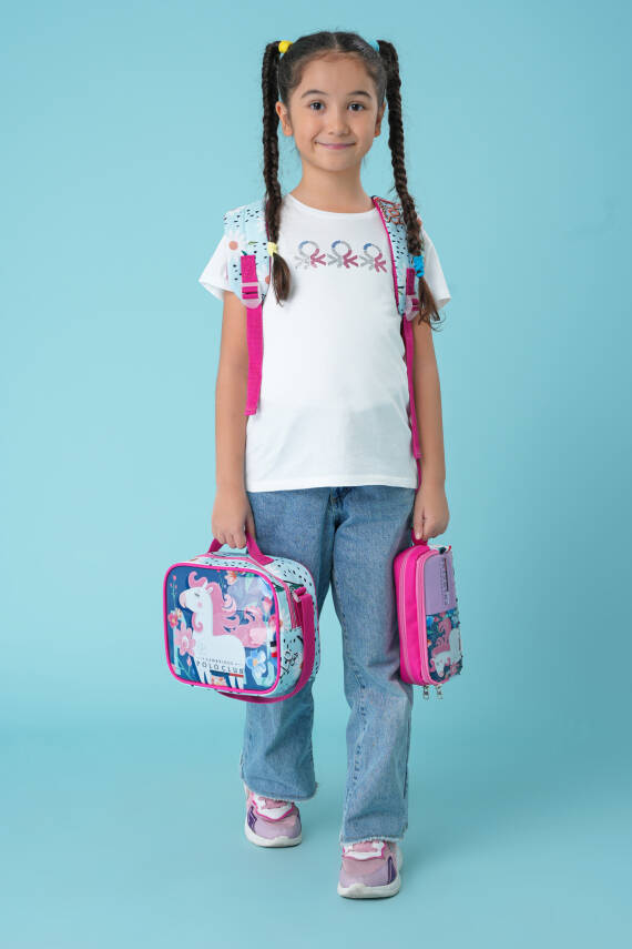 Cambridge Polo Club Unicor Desenli 3'lü Kız Çocuk İlkokul Çanta Seti - 2