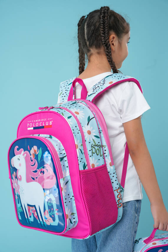 Cambridge Polo Club Unicor Desenli 3'lü Kız Çocuk İlkokul Çanta Seti - 3