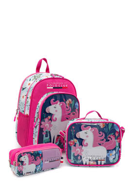 Cambridge Polo Club Unicor Desenli 3'lü Kız Çocuk İlkokul Çanta Seti - Cambridge Polo Club