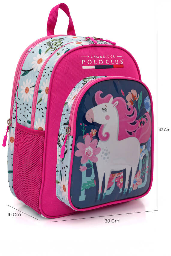Cambridge Polo Club Unicor Desenli 3'lü Kız Çocuk İlkokul Çanta Seti - 6