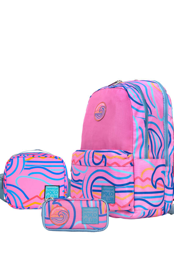 Cambridge Polo Club Wave Çift Ana Bölmeli Kız Çocuk İlkokul Çanta Seti - 1