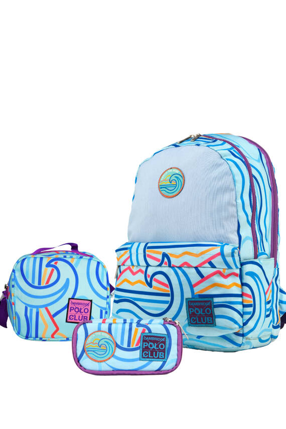 Cambridge Polo Club Wave Çift Ana Bölmeli Unisex Çocuk İlkokul Çanta Set - 1