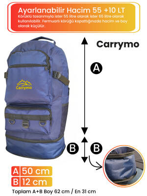 Carrymo Orijinal Körüklü Ortopedik Konfor Modeli Çok Gözlü Gezi Seyahat Yürüyüş Dağcı Kamp Spor Sırt Çantası - 18