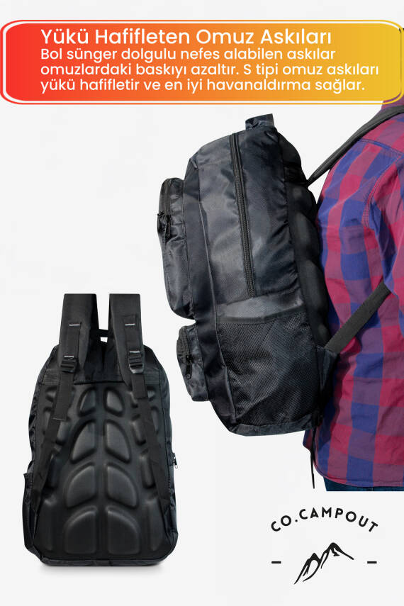 Co.Campout Orijinal Körüksüz Ortopedik Konfor Modeli Çok Gözlü Gezi Seyahat Yürüyüş Dağcı Kamp Spor Sırt Çantası - 7