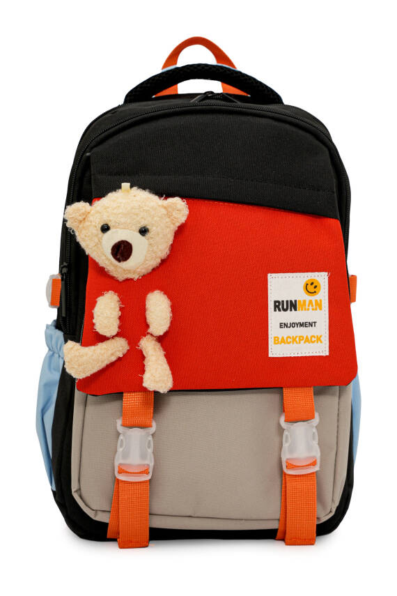 Peluş Ayıcık Detaylı Unisex Çocuk İlkokul Çanta Seti - 3