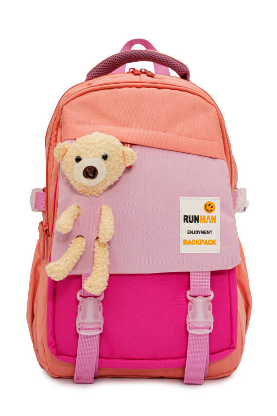 Peluş Ayıcık Detaylı Unisex Çocuk İlkokul Çanta Seti - 10