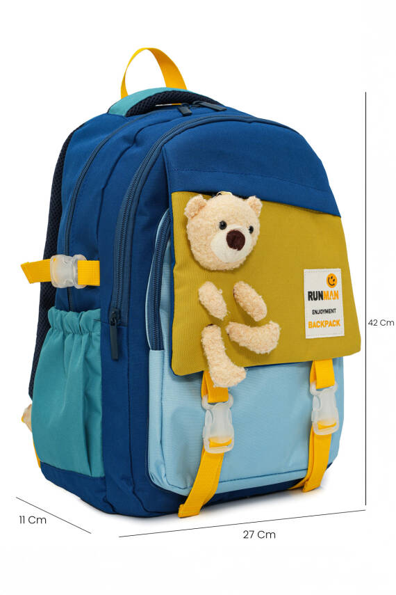 Peluş Ayıcık Detaylı Unisex Çocuk İlkokul Çanta Seti - 25