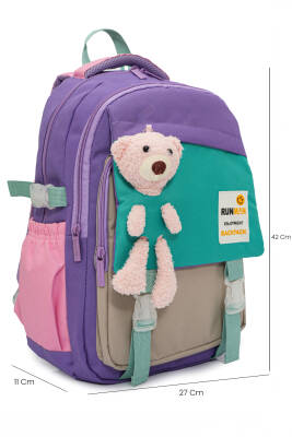 Peluş Ayıcık Detaylı Unisex Çocuk İlkokul Çanta Seti - 32