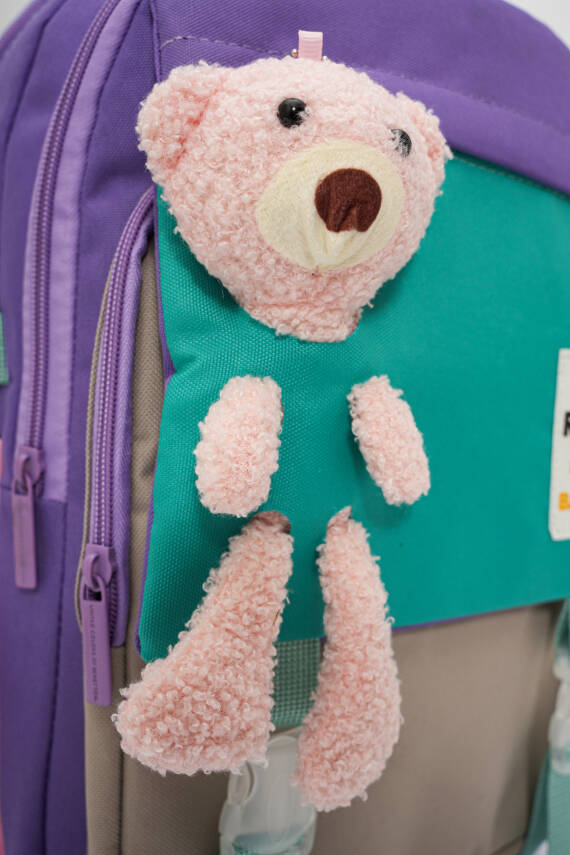 Peluş Ayıcık Detaylı Unisex Çocuk İlkokul Çanta Seti - 34