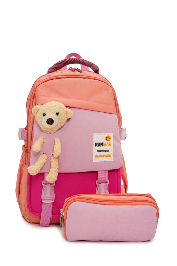 Peluş Ayıcık Detaylı Unisex Çocuk İlkokul Çanta Seti - 9