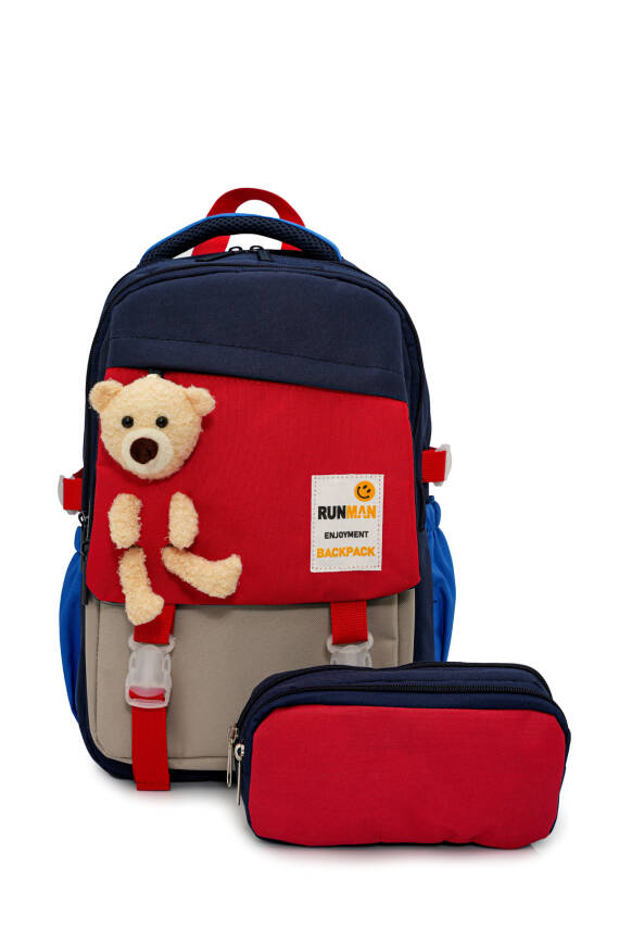 Peluş Ayıcık Detaylı Unisex Çocuk İlkokul Çanta Seti - 45