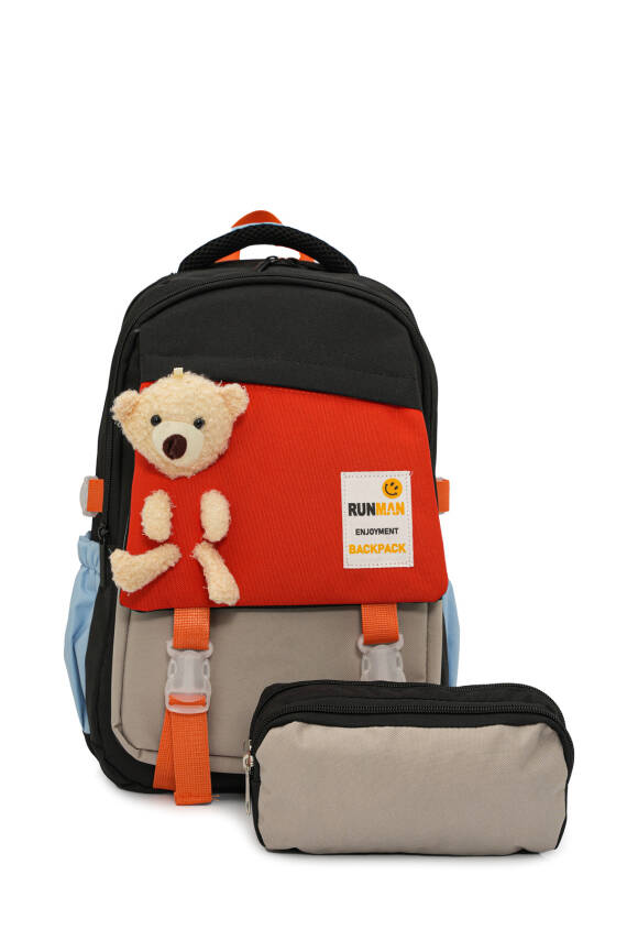 Peluş Ayıcık Detaylı Unisex Çocuk İlkokul Çanta Seti - 2