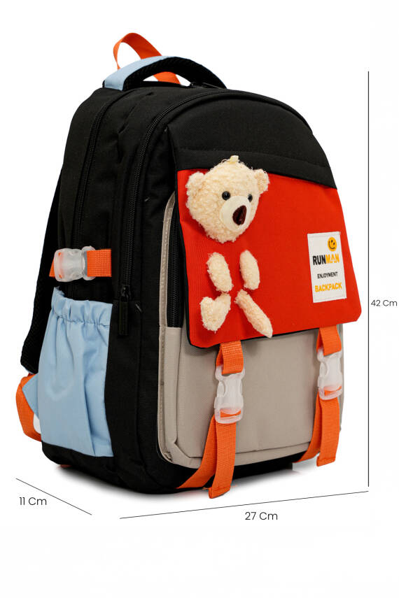 Peluş Ayıcık Detaylı Unisex Çocuk İlkokul Çanta Seti - 4
