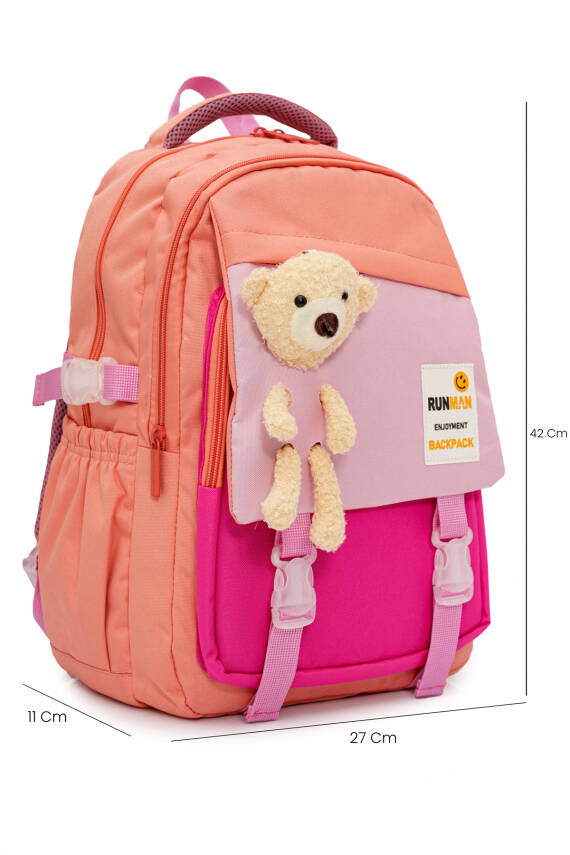 Peluş Ayıcık Detaylı Unisex Çocuk İlkokul Çanta Seti - 11