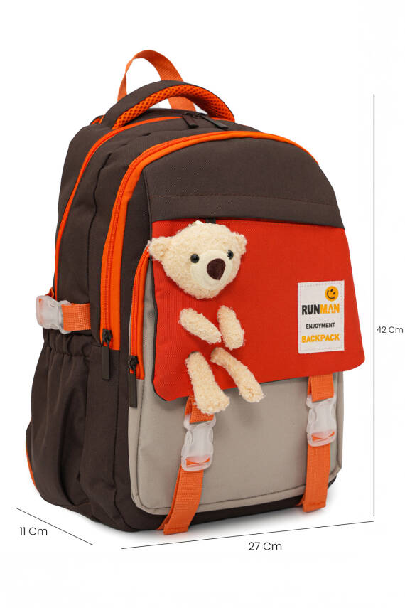 Peluş Ayıcık Detaylı Unisex Çocuk İlkokul Çanta Seti - 18