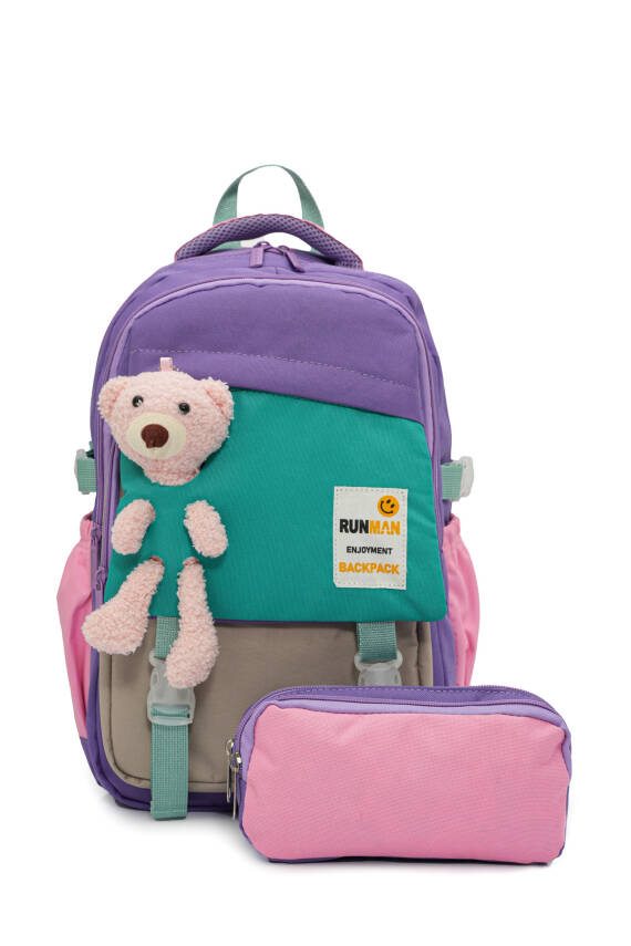 Peluş Ayıcık Detaylı Unisex Çocuk İlkokul Çanta Seti - 30