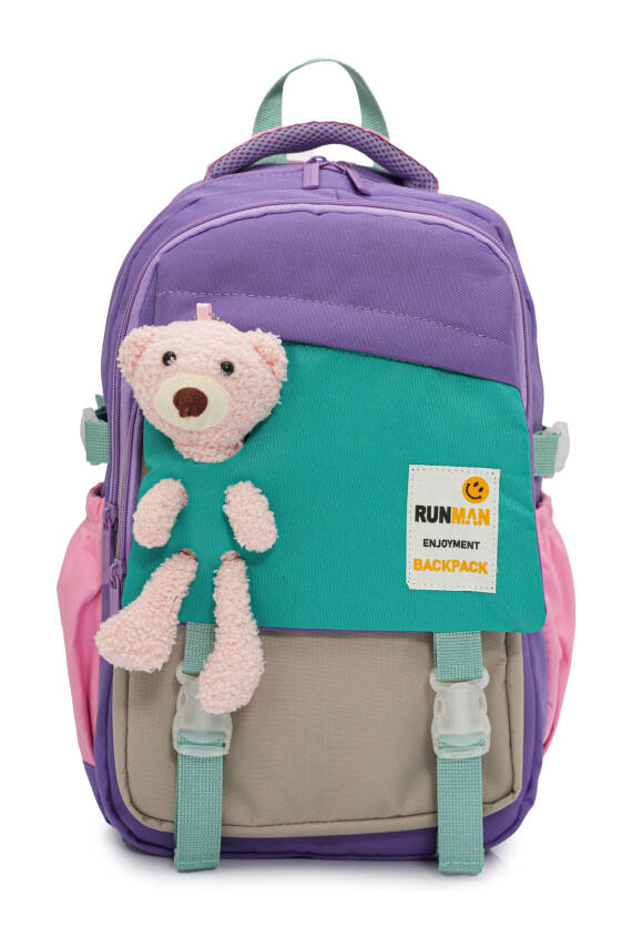 Peluş Ayıcık Detaylı Unisex Çocuk İlkokul Çanta Seti - 31