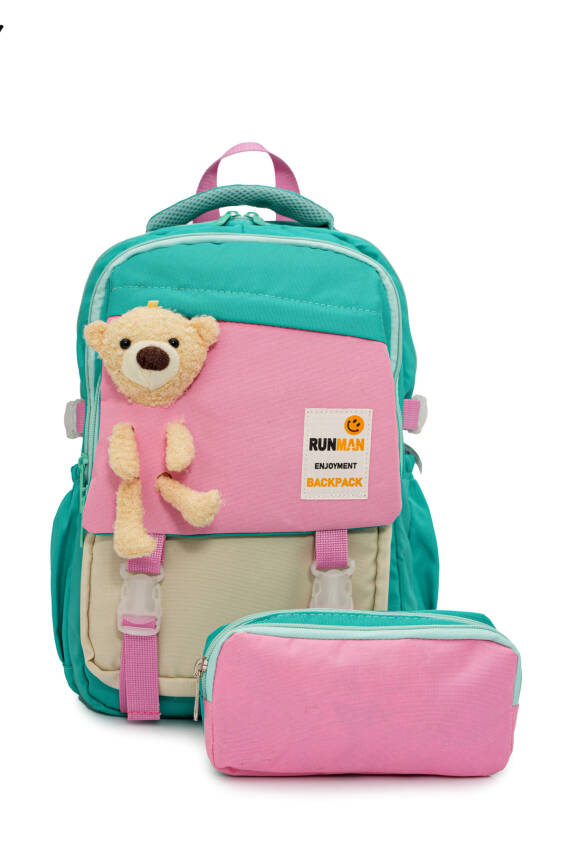 Peluş Ayıcık Detaylı Unisex Çocuk İlkokul Çanta Seti - 38
