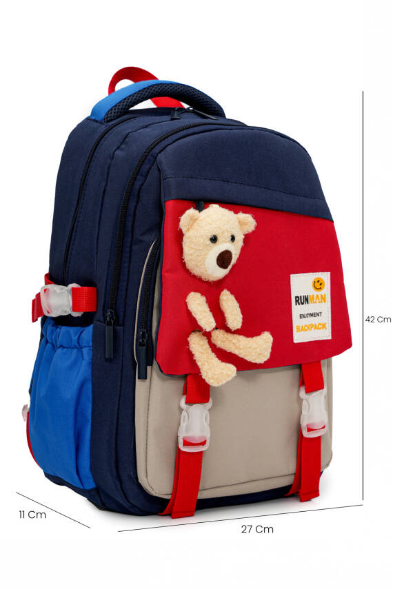 Peluş Ayıcık Detaylı Unisex Çocuk İlkokul Çanta Seti - 47