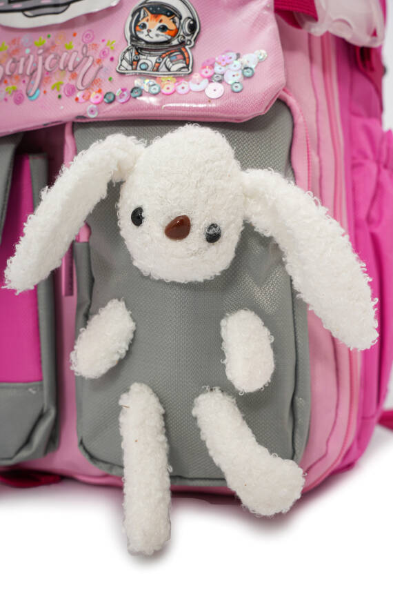 Peluş Tavşanlı Unisex Çocuk İlkokul Çanta Seti - 6