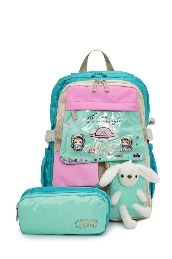 Peluş Tavşanlı Unisex Çocuk İlkokul Çanta Seti - 9