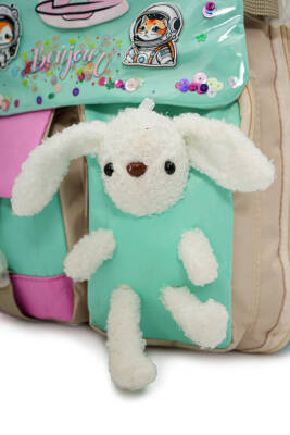 Peluş Tavşanlı Unisex Çocuk İlkokul Çanta Seti - 13
