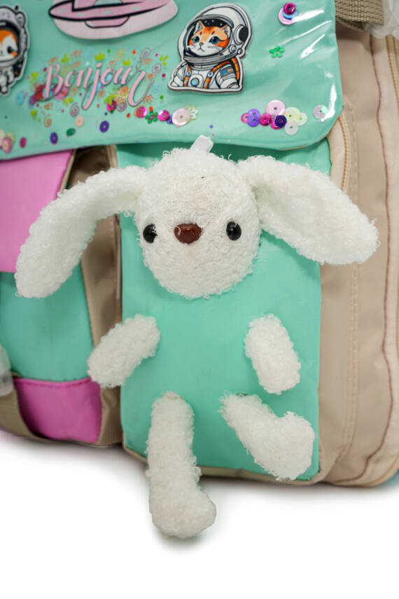 Peluş Tavşanlı Unisex Çocuk İlkokul Çanta Seti - 13