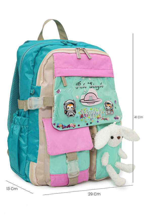 Peluş Tavşanlı Unisex Çocuk İlkokul Çanta Seti - 11