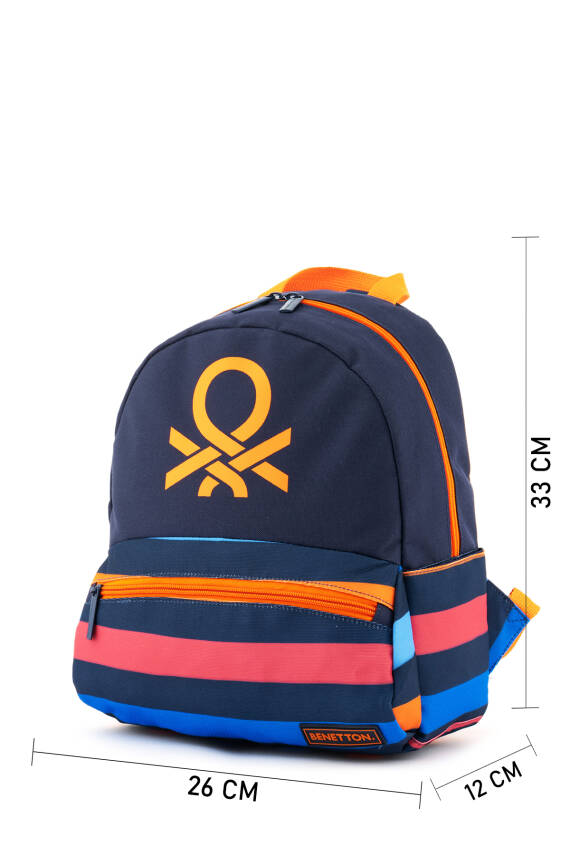 United Colors Of Benetton. Çizgili Ve İkonik Logo Baskılı Erkek Çocuk Anaokul Çantası - 6