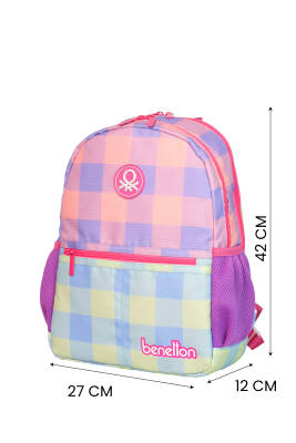 United Colors of Benetton Ekose Desen Kız Çocuk İlkokul Çantası - 5