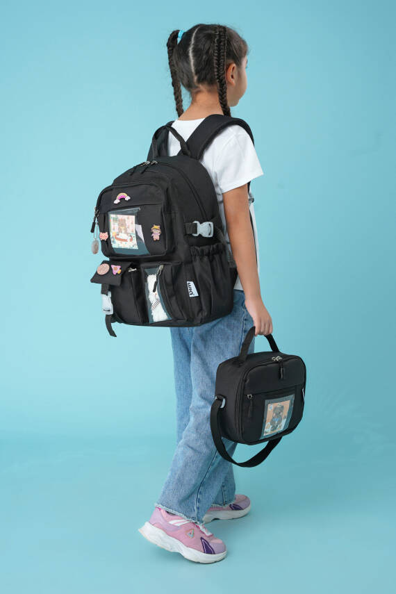 Wia Kawaii Kore Tarzı Ayıcıklı İlkokul ve Beslenme Çantası - 3