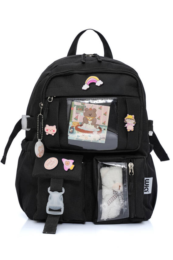 Wia Kawaii Kore Tarzı Ayıcıklı İlkokul ve Beslenme Çantası - 5