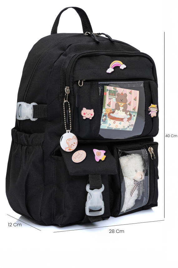 Wia Kawaii Kore Tarzı Ayıcıklı İlkokul ve Beslenme Çantası - 6