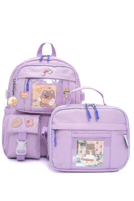 Wia Kawaii Kore Tarzı Ayıcıklı İlkokul ve Beslenme Çantası - 23