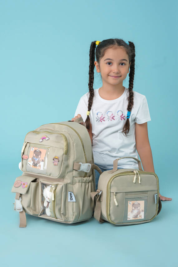 Wia Kawaii Kore Tarzı Ayıcıklı İlkokul ve Beslenme Çantası - 43