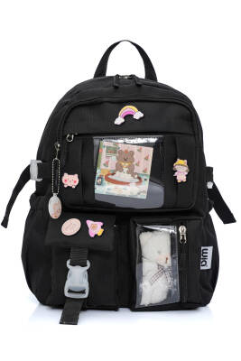 Wia Kawaii Kore Tarzı Ayıcıklı İlkokul ve Beslenme Çantası - 5