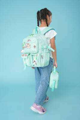 Wia Kawaii Kore Tarzı Ayıcıklı İlkokul ve Beslenme Çantası - 11