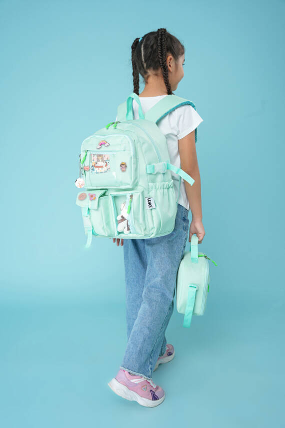 Wia Kawaii Kore Tarzı Ayıcıklı İlkokul ve Beslenme Çantası - 11