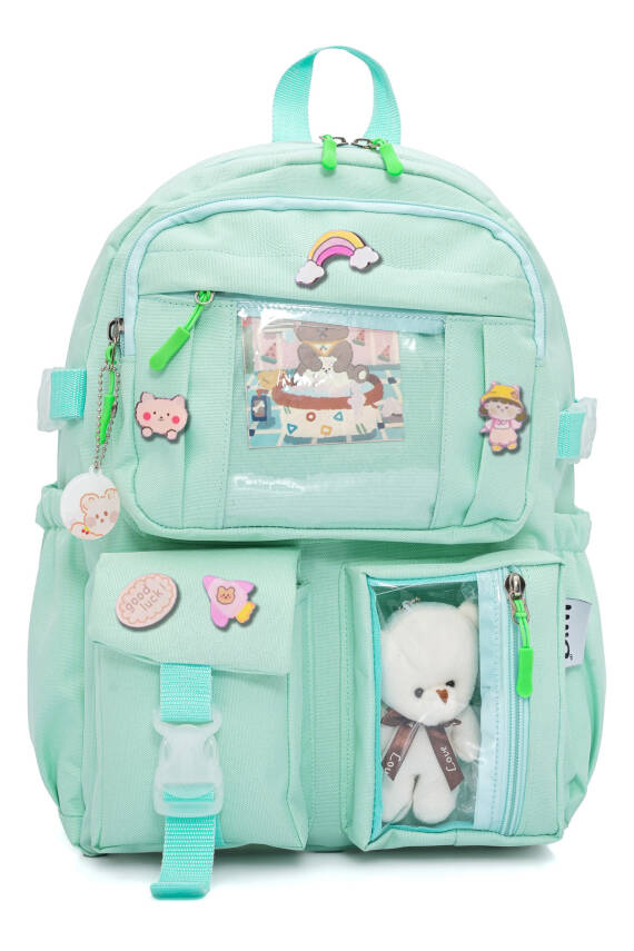 Wia Kawaii Kore Tarzı Ayıcıklı İlkokul ve Beslenme Çantası - 13