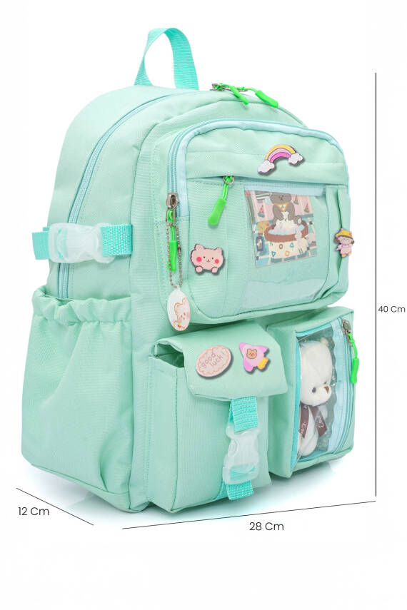 Wia Kawaii Kore Tarzı Ayıcıklı İlkokul ve Beslenme Çantası - 14