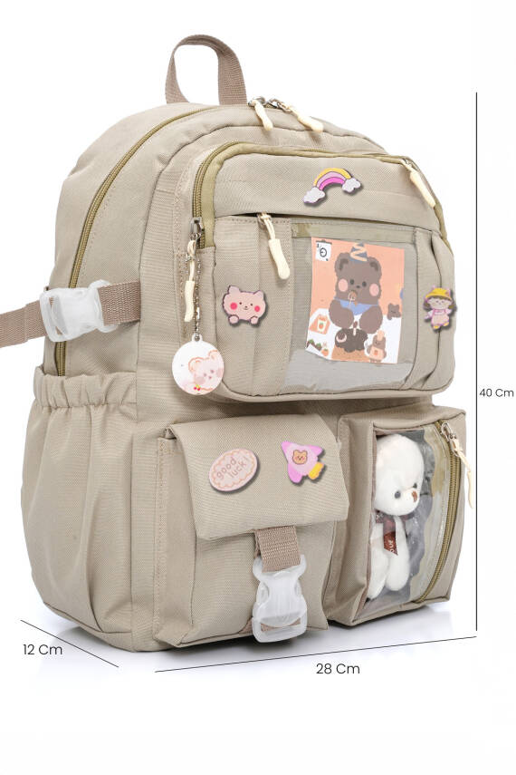 Wia Kawaii Kore Tarzı Ayıcıklı İlkokul ve Beslenme Çantası - 19