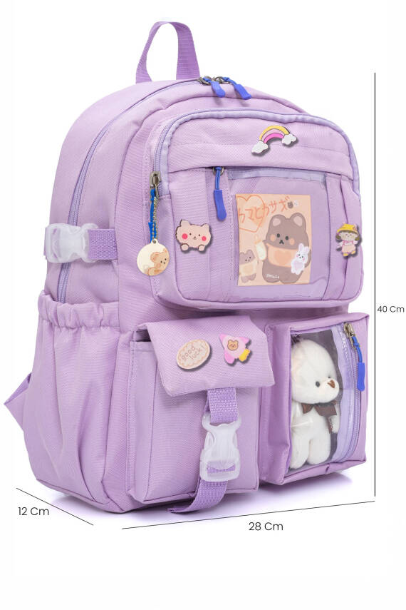 Wia Kawaii Kore Tarzı Ayıcıklı İlkokul ve Beslenme Çantası - 25